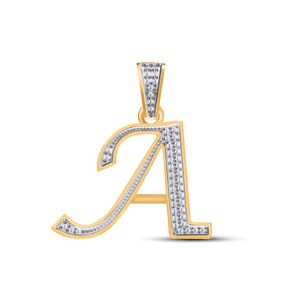10K yellow gold diamond initial pendant featuring a sparkling letter A design