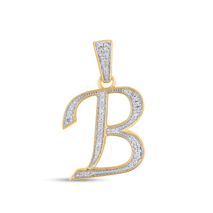 B initial diamond pendant in yellow gold with sparkling diamond accents for elegant styling