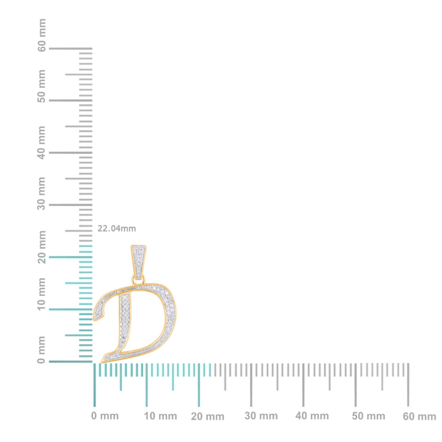 10K Yellow Gold Round Diamond D Letter Initial Pendant 1/10 Cttw