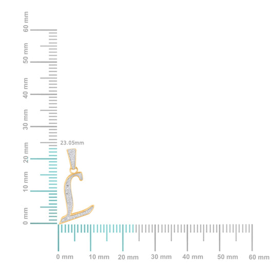 10K Yellow Gold Round Diamond L Letter Initial Pendant 1/10 Cttw
