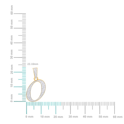 10K Yellow Gold Round Diamond O Letter Initial Pendant 1/10 Cttw