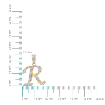 10K yellow gold R initial pendant adorned with sparkling stones for personalized jewelry