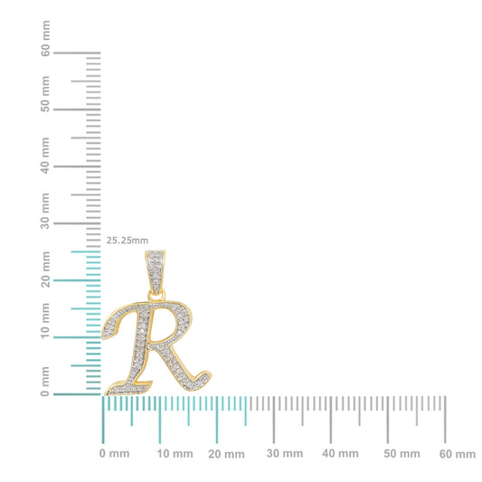 10K yellow gold R initial pendant adorned with sparkling stones for personalized jewelry