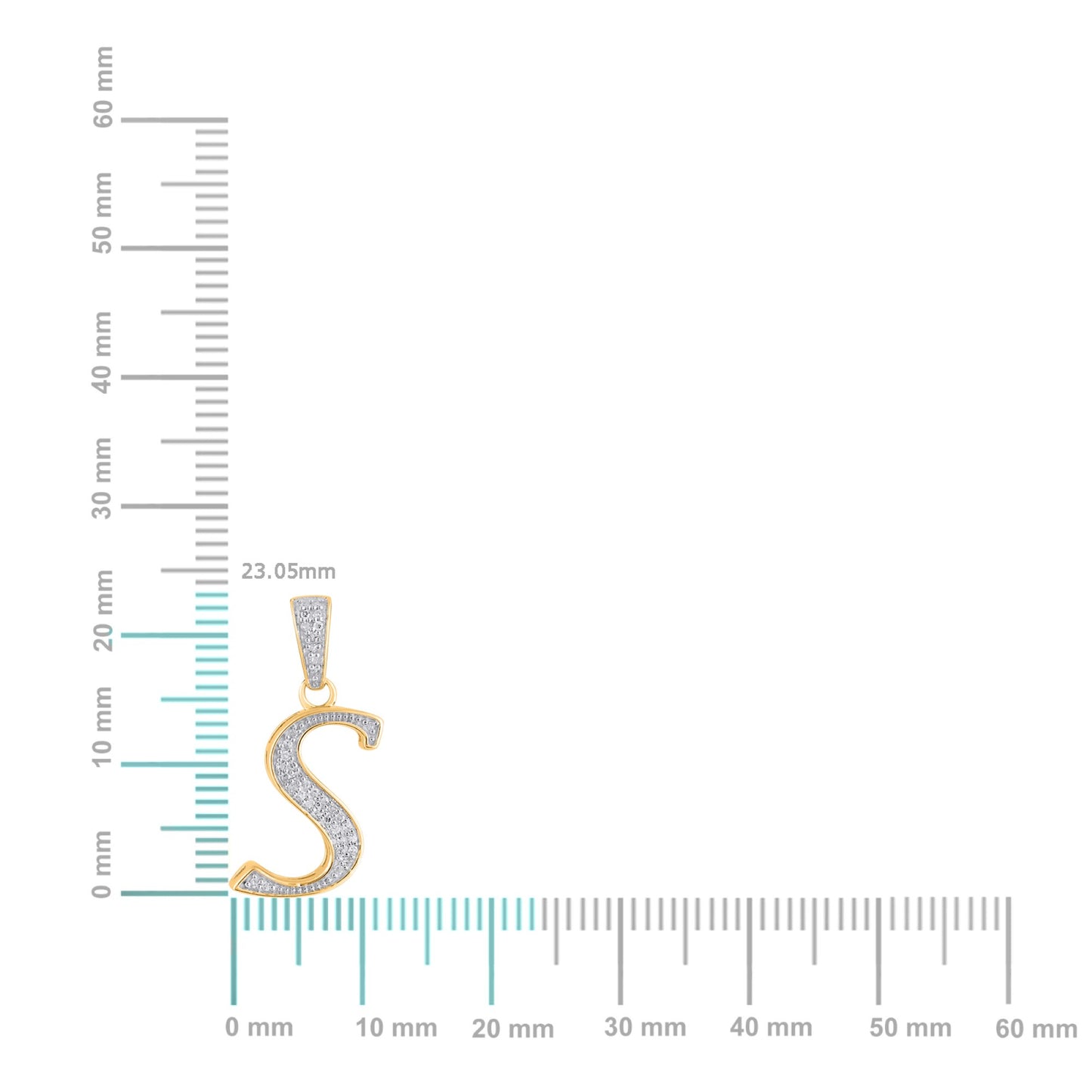 10K Yellow Gold Round Diamond S Letter Initial Pendant 1/10 Cttw