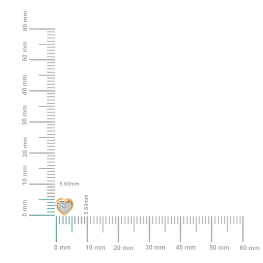 10K two tone diamond heart stud earrings with a delicate heart shape and shimmering diamonds