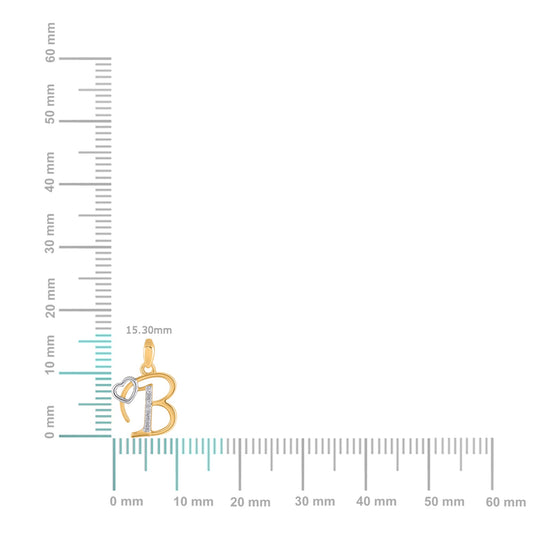 10k yellow gold B initial diamond pendant with sparkling diamonds and elegant design