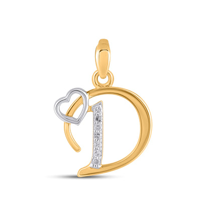 10k gold D initial pendant with a heart design and sparkling diamonds for personalized style