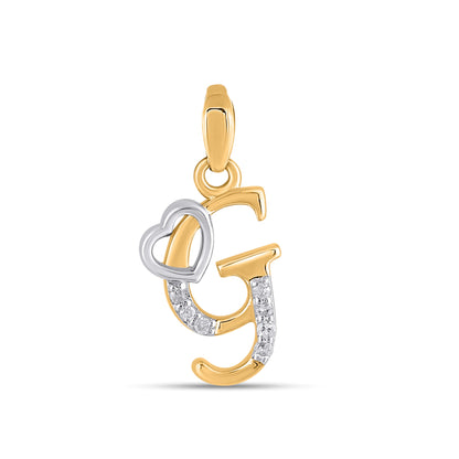 Gold G initial diamond pendant with heart detail, perfect for personalized jewelry lovers