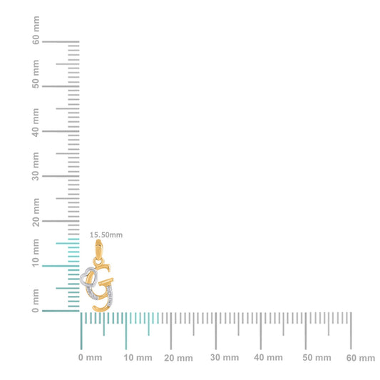 10K Yellow Gold Round Diamond G Letter Initial With Heart Pendant 1/10 Cttw