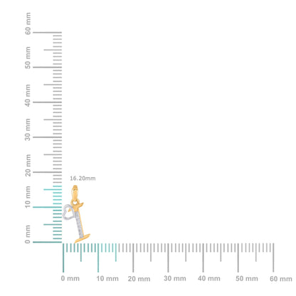 10K Yellow Gold Round Diamond I Letter Initial With Heart Pendant 1/10 Cttw