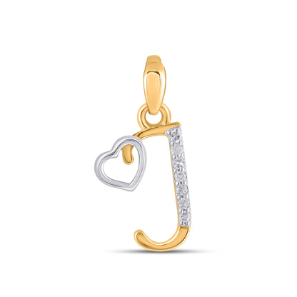10k gold J initial diamond pendant with heart design and sparkling accents for a personalized touch