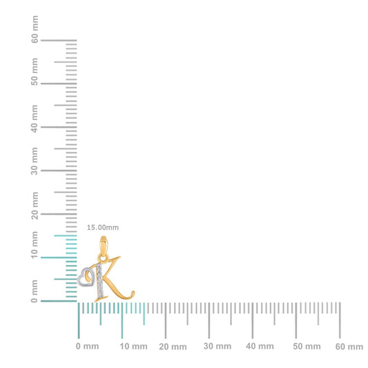 10K gold K initial diamond pendant with elegant design and shimmering gemstones