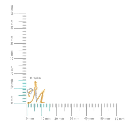 10K yellow gold M initial pendant featuring a stylish design with a heart detail