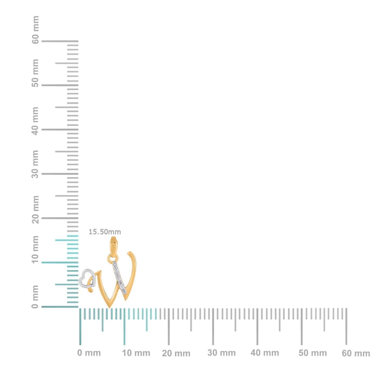 10K Yellow Gold Round Diamond W Letter Initial With Heart Pendant 1/10 Cttw