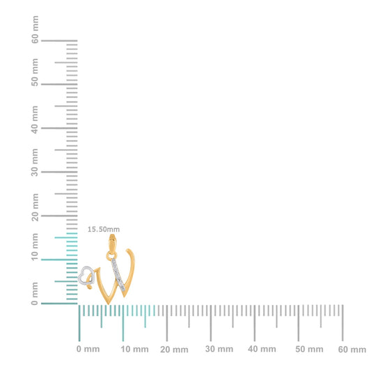10K Yellow Gold Round Diamond W Letter Initial With Heart Pendant 1/10 Cttw