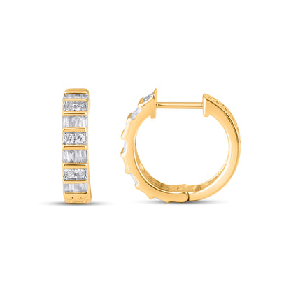 10K Yellow Gold Round Taper Diamond Designer Hoop Earring 3/8 Cttw with elegant design and secure clasp