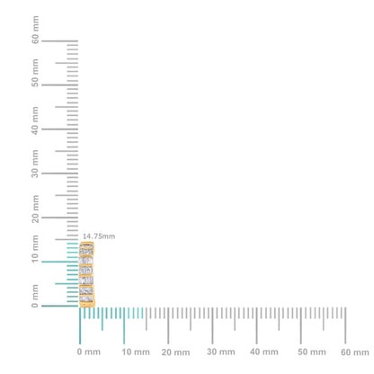 10K Yellow Gold Round Taper Diamond Designer Hoop Earring 3/8 Cttw showcased with measurement markings