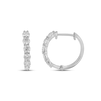 Stunning 10K white gold diamond hoop earrings featuring a sleek design and sparkling diamonds
