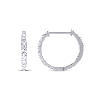 10K White Gold Round Diamond Designer Hoop Earring 1/2 Cttw featuring a stunning diamond design
