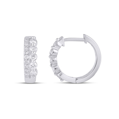 Elegant 10K white gold diamond hoop earrings featuring a classic design with sparkling diamonds