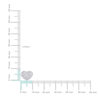 10K White Gold Round Baguette Diamond Heart Earring 1/3 Cttw