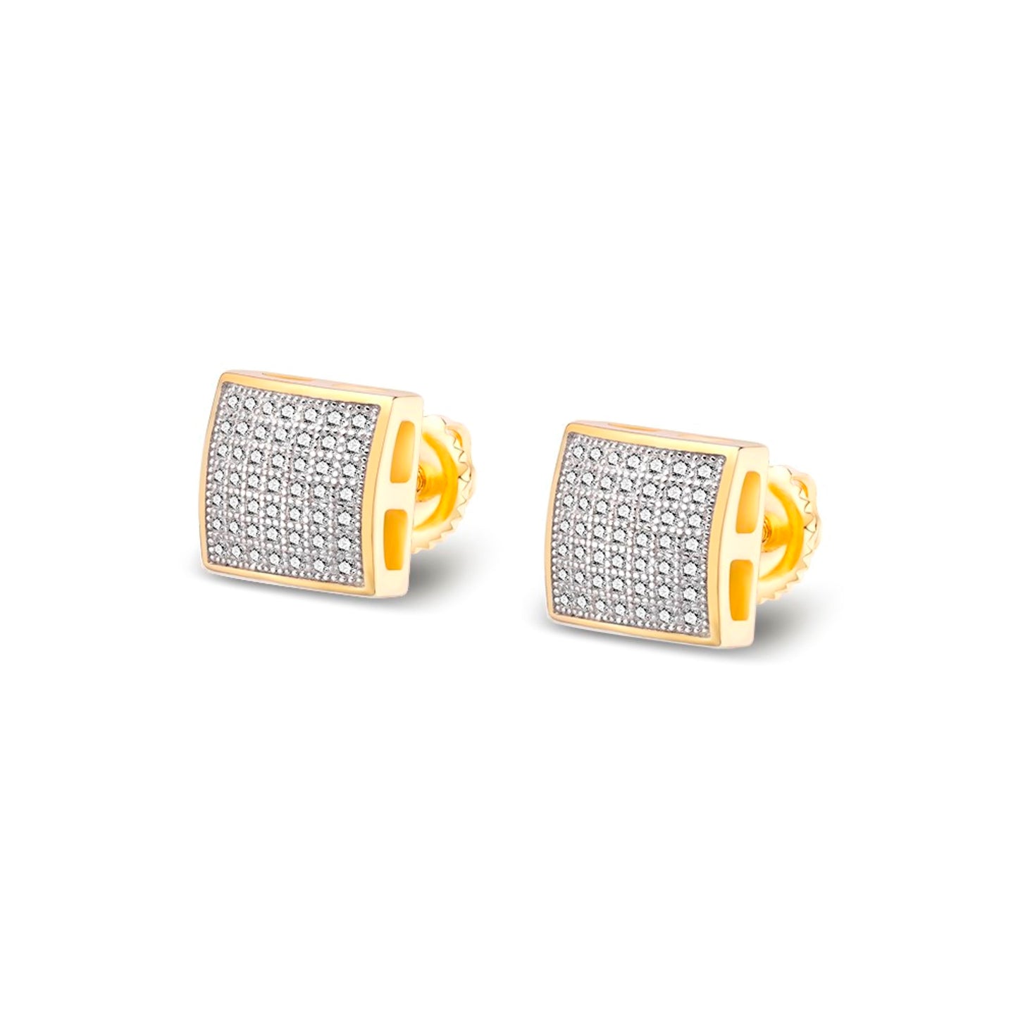S.Silver Round Moissanite Square Shape Designer Stud Earrings RP+PP 3/8 Cttw