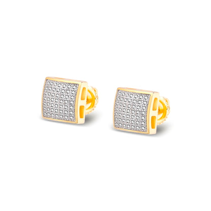Elegant square moissanite stud earrings with a stylish gold setting for a refined look