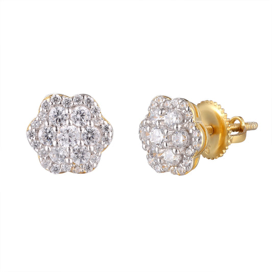 Sterling Silver Round Moissanite Earrings Rhodium Plated & Gold Plated