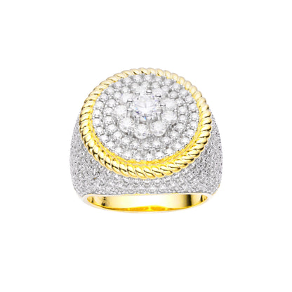 Royal Jewelry and Watches men's moissanite halo ring with shimmering stones and a gold accent
