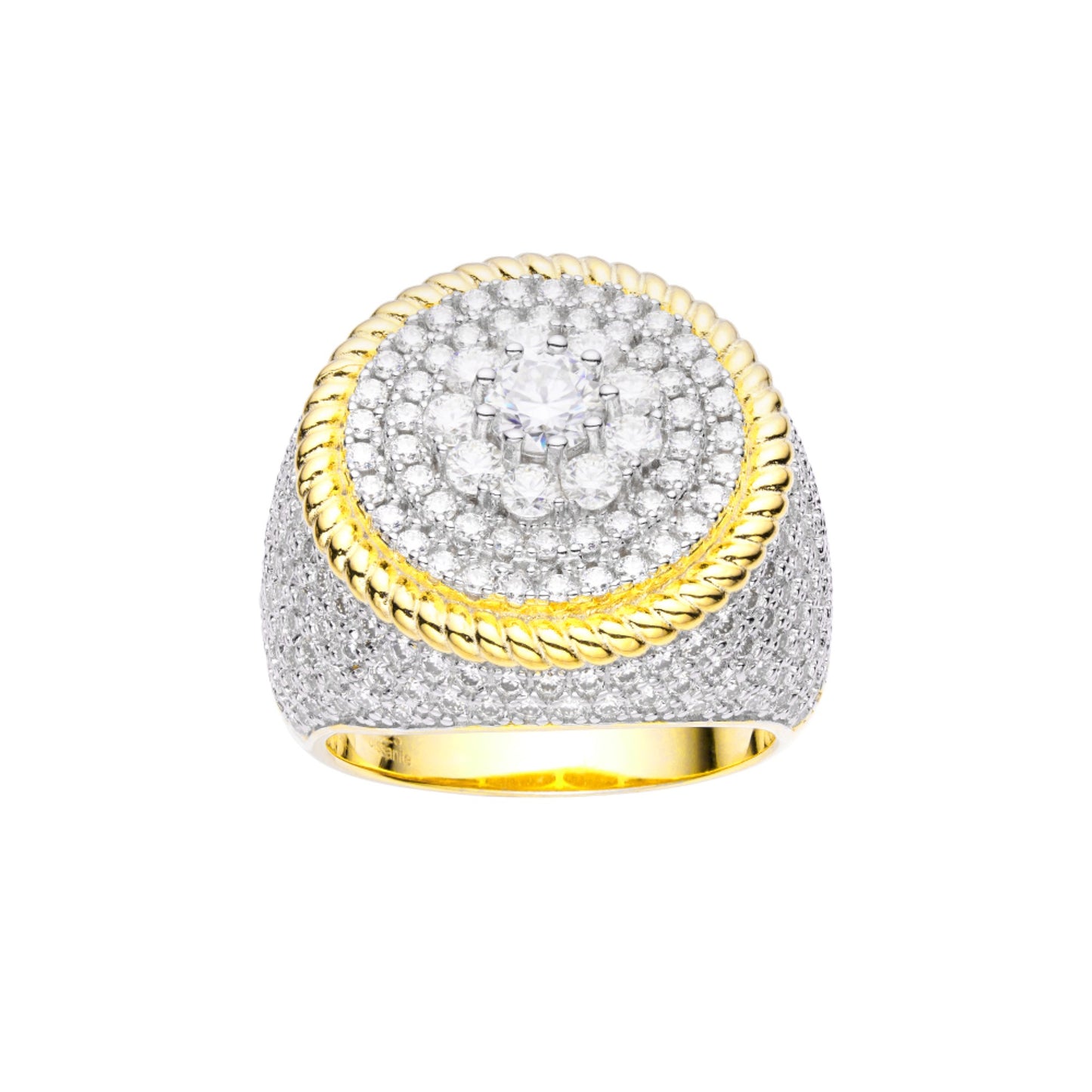 Sterling Silver Moissanite Mens Ring Size 10 (RP)+GP 4.1/2 Cttw