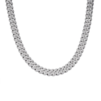 Sterling silver moissanite Cuban chain necklace with a bold and sleek design for stylish outfits