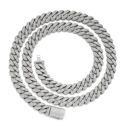 Sterling silver moissanite Cuban chain featuring a stylish, sparkling design for a luxurious look