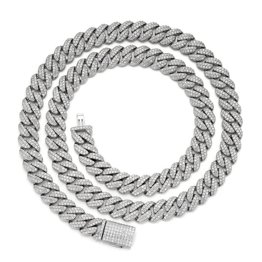 Sterling silver moissanite Cuban chain featuring a stylish, sparkling design for a luxurious look