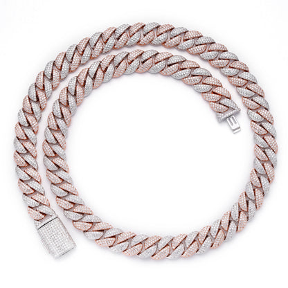 S.Silver Moissanite 12Mm Cuban Chain 22 Inch PP 19-5/8 Cttw