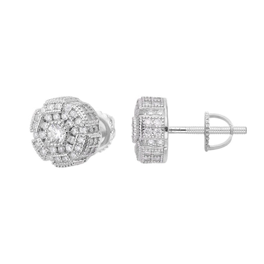 Sterling Silver Round Moissanite Designer Stud Earrings RP 1-1/3 Cttw