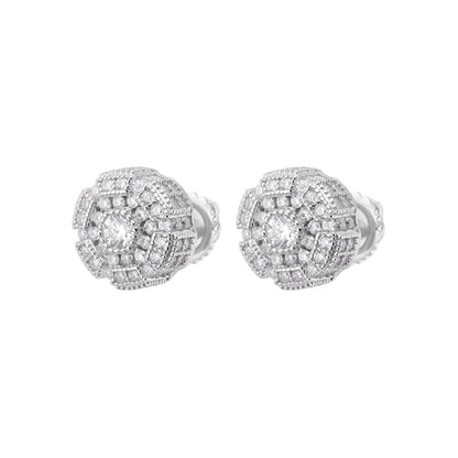 Sterling Silver Round Moissanite Designer Stud Earrings RP 1-1/3 Cttw