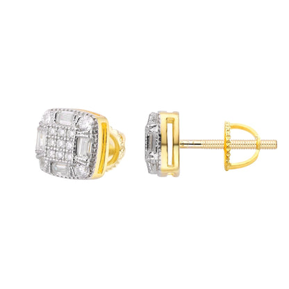 Elegant moissanite baguette stud earrings set in gold for a luxurious look