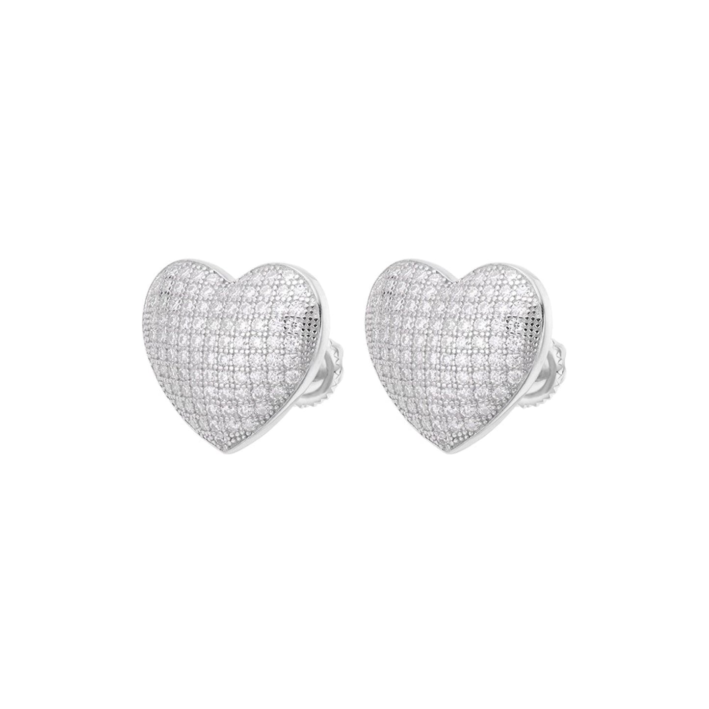 S.Silver Moissanite Heart Shape Stud Earrings RP+GP 1 Cttw