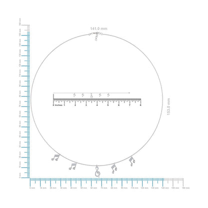 14K White Gold Music Note Necklace Bracelet Set 1/3 Cttw