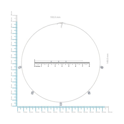 14K white gold baguette necklace bracelet set with elegant design and precise measurements