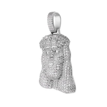 Sterling Silver Moissanite Jesus Face Religious Pendant RP 3-1/3 Cttw