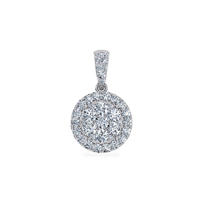 Elegant 14K white gold moissanite pendant with a sparkling circular design for a luxurious look