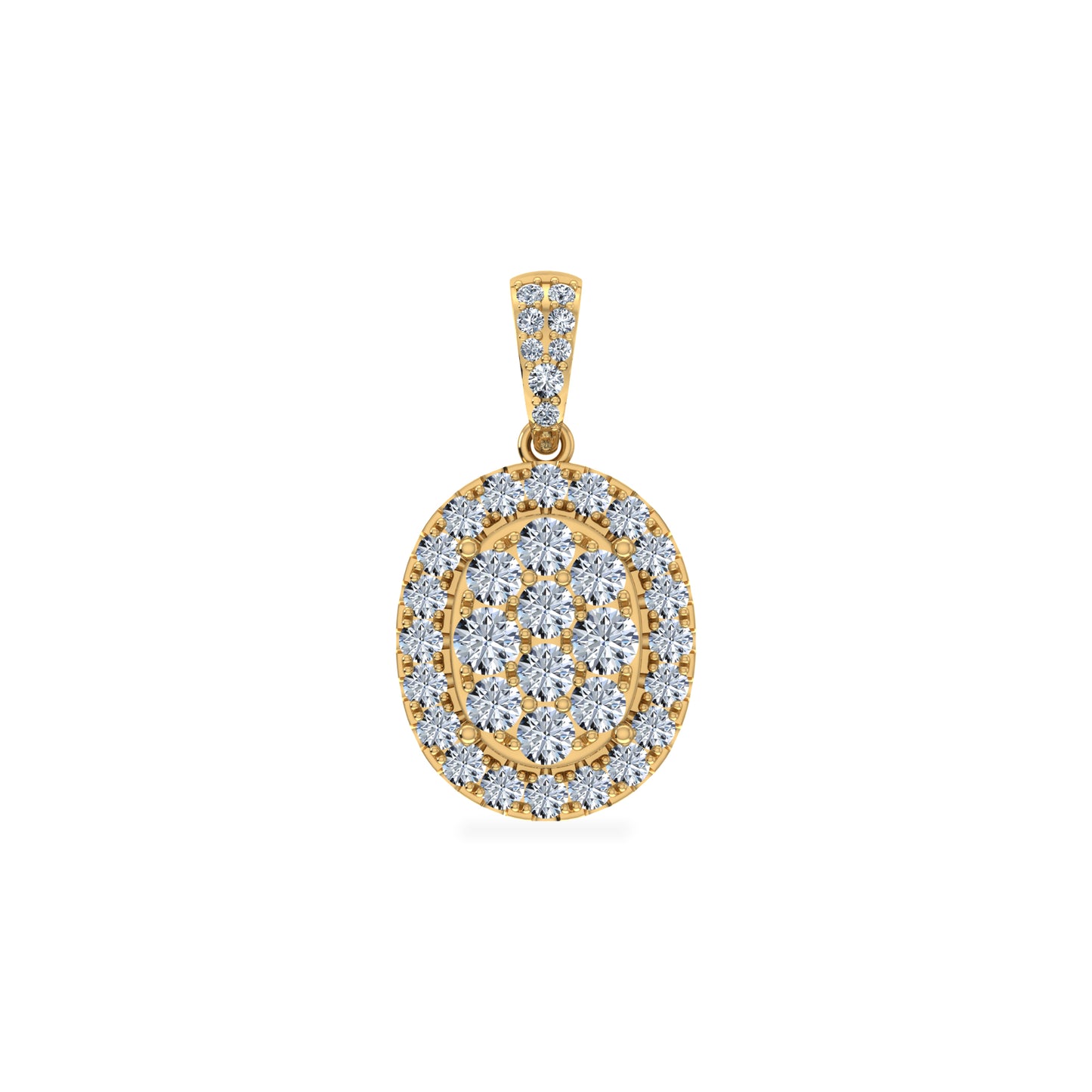 14K Yellow Gold Moissanite Oval Shape Halo Floral Womens Designer Pendants 1-1/4 Cttw