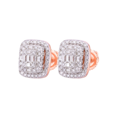 Gorgeous moissanite halo stud earrings set in rose gold for a sparkling elegance