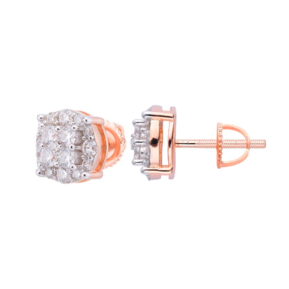 Beautiful moissanite floral stud earrings in rose gold setting, perfect for elegant occasions