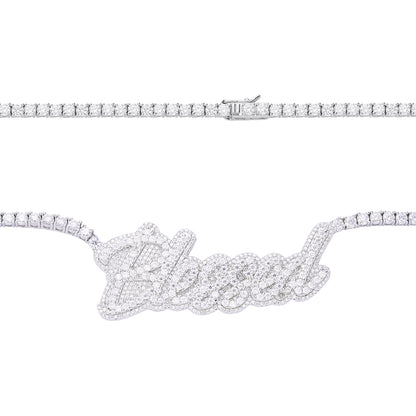 Sterling Silver Round Moissanite Blessed Word Designer 18 Inch Necklace RP 17-1/3 Cttw