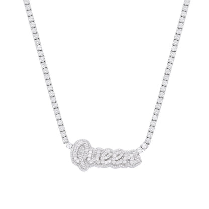 Sterling silver queen necklace with sparkling embellishments for elegant jewelry lovers