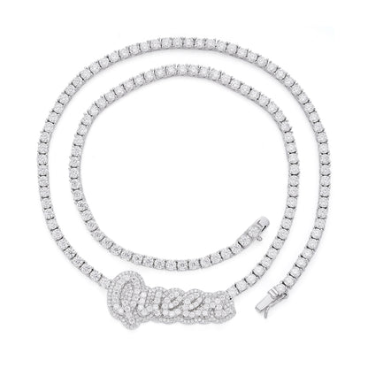 Sterling silver queen necklace adorned with sparkling stones for a regal and elegant look