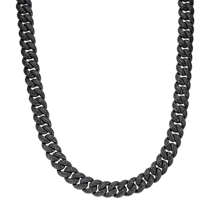 Stylish mens black moissanite cuban link chain for modern fashion statements