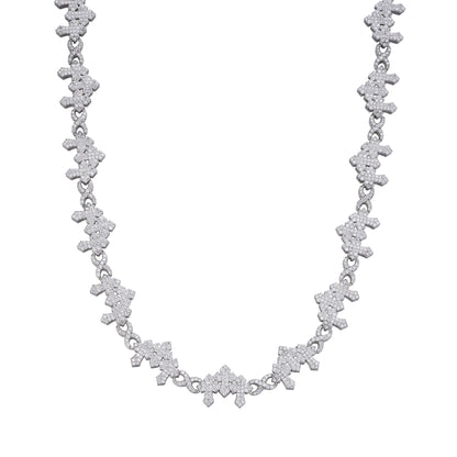 Sterling Silver Round Moissanite Infinity 3 Cross 22 Inch Religious Necklace RP 9-5/8 Cttw